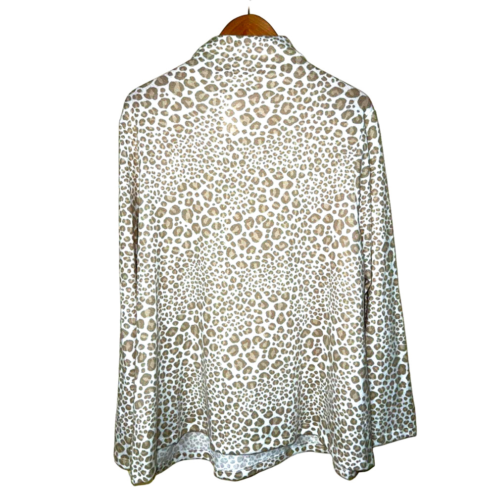 2X Vegan Cashmere Snow Leopard Ultra Soft SWEATER Mockneck Emily Daniels NEW